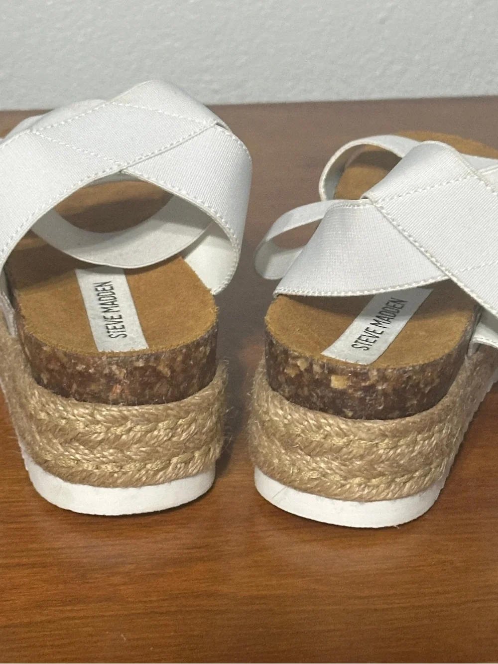 Steve Madden White Strappy Espadrille Platform Sandals